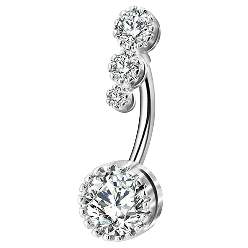 Piercing Nombril Acier Inoxydable - Tête De Mort Strass - Modèle Banane 10mm
