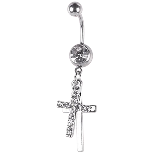 piercing-nombril-croix-chrétienne-argent
