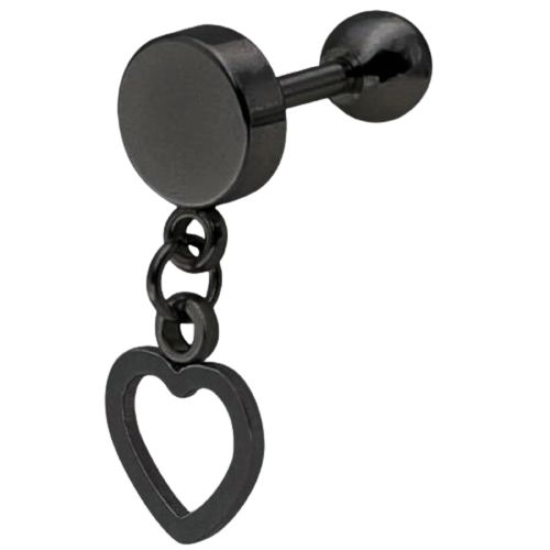 Piercing oreille cartilage daith anneau coeur argenté fleur